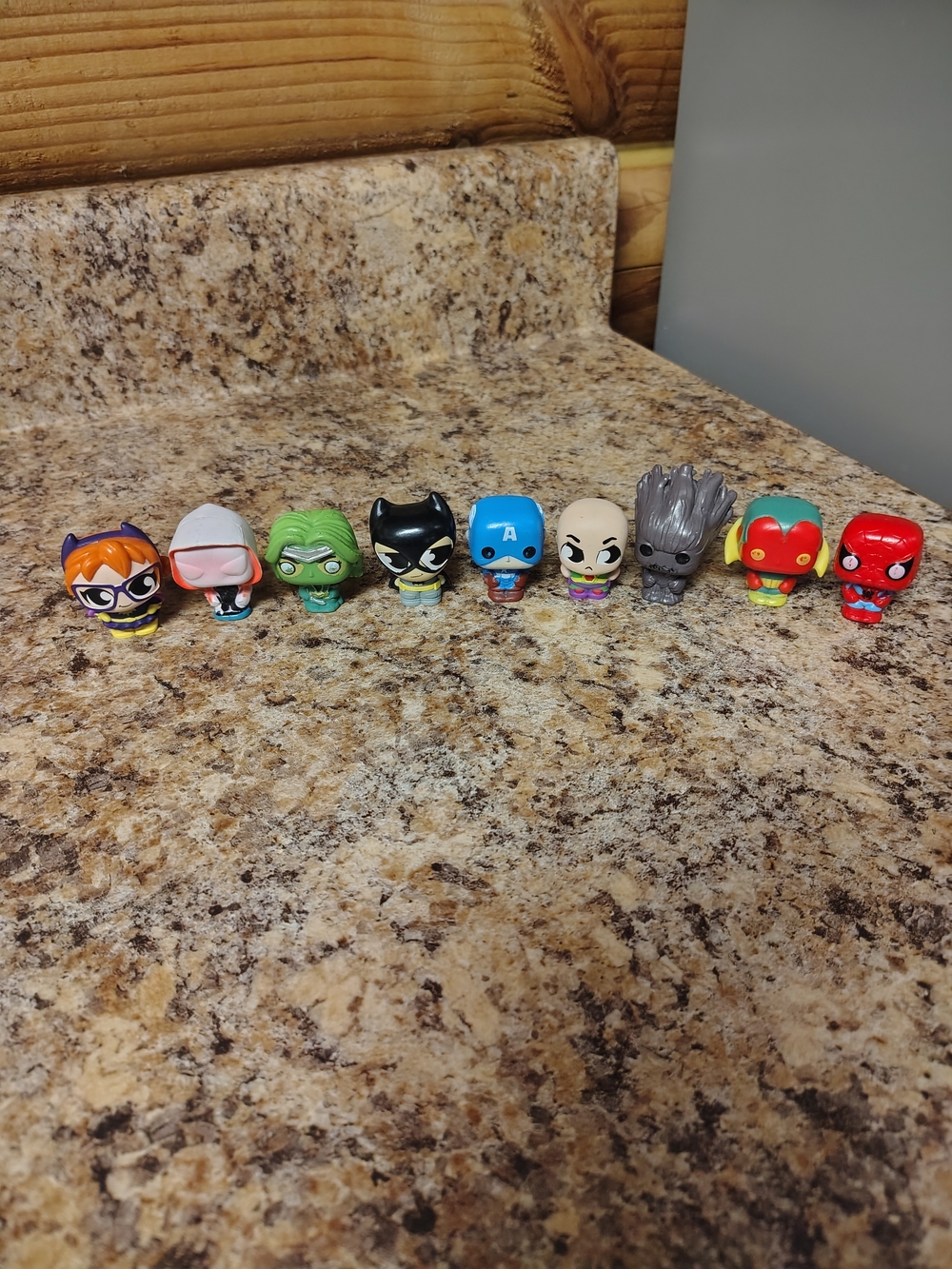 Assorted Kids Superhero Mini Figures - Pack of 9 (Blue, Red, Green, Black, Gray)